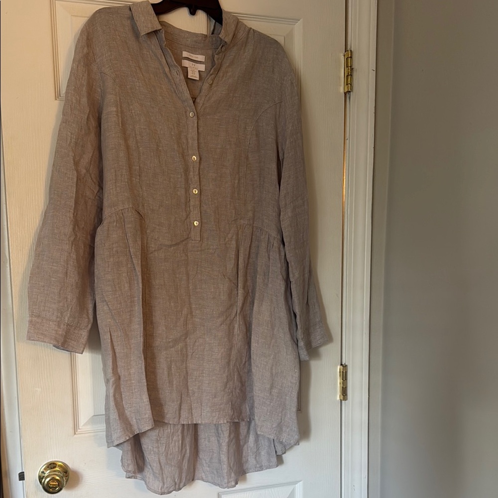 Halston Heritage Light Gray Linen Dress